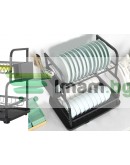 Сушилник за чинии на 2 нива с улей за мивка черен